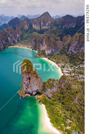 Aerial view of Railay and Phra nang Cave Beach in Krabi, Thailand Aerial view of Railay and Phra nang Cave Beach in Krabi, Thailand 96879266