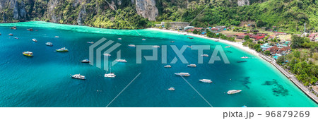 Aerial view of Ton Sai Beach in Koh Phi Phi, Krabi Thailand 96879269