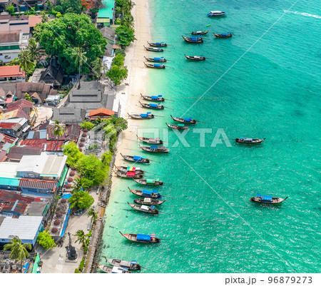 Aerial view of Ton Sai Beach in Koh Phi Phi, Krabi Thailand Aerial view of Ton Sai Beach in Koh Phi Phi, Krabi Thailand 96879273