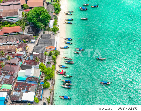 Aerial view of Ton Sai Beach in Koh Phi Phi, Krabi Thailand 96879280
