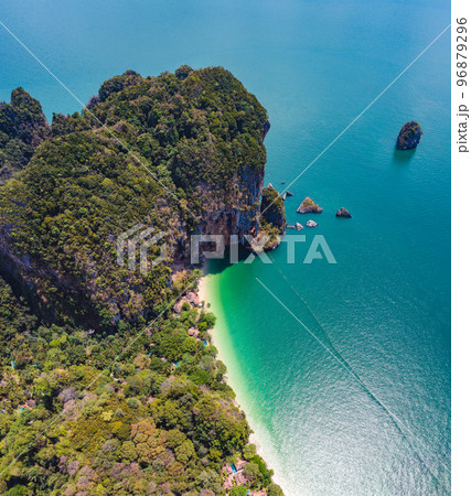 Aerial view of Railay and Phra nang Cave Beach in Krabi, Thailand Aerial view of Railay and Phra nang Cave Beach in Krabi, Thailand 96879296