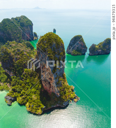 Aerial view of Railay and Phra nang Cave Beach in Krabi, Thailand Aerial view of Railay and Phra nang Cave Beach in Krabi, Thailand 96879315