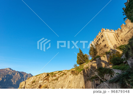 Medieval Scaligero Castle of Malcesine Tourist Resort on Lake Garda - Verona Italy 96879348