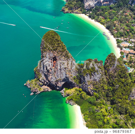 Aerial view of Railay and Phra nang Cave Beach in Krabi, Thailand 96879367