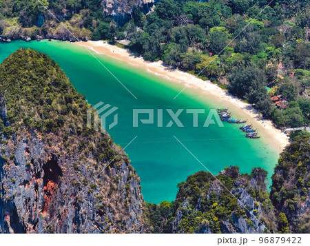 Aerial view of Railay and Phra nang Cave Beach in Krabi, Thailand 96879422