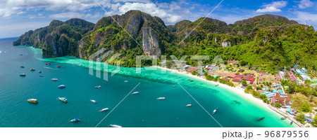 Aerial view of Ton Sai Beach in Koh Phi Phi, Krabi Thailand 96879556
