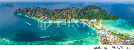 Aerial view of Ton Sai Beach in Koh Phi Phi, Krabi Thailand 96879557