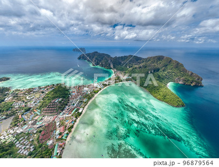 Aerial view of Ton Sai Beach in Koh Phi Phi, Krabi Thailand 96879564
