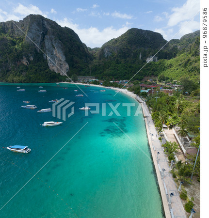 Aerial view of Ton Sai Beach in Koh Phi Phi, Krabi Thailand 96879586
