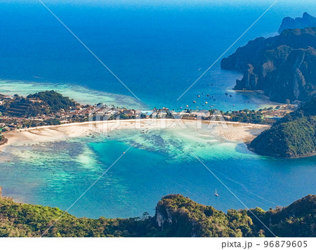 Aerial view of Ton Sai Beach in Koh Phi Phi, Krabi Thailand Aerial view of Ton Sai Beach in Koh Phi Phi, Krabi Thailand 96879605