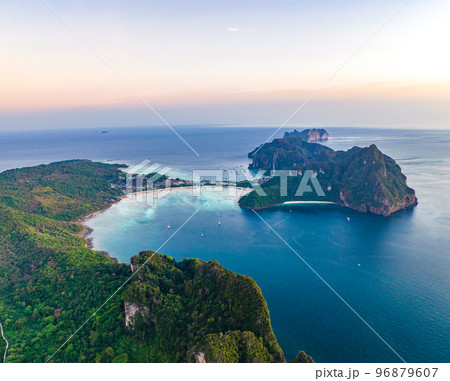 Aerial view of Ton Sai Beach in Koh Phi Phi, Krabi Thailand Aerial view of Ton Sai Beach in Koh Phi Phi, Krabi Thailand 96879607