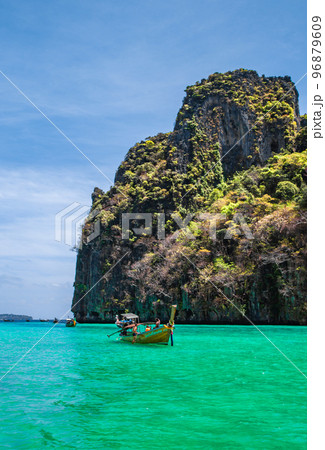 Phi Phi Leh Lagoon by boat in Koh Phi Phi Leh island, Krabi, Thailand Phi Phi Leh Lagoon by boat in Koh Phi Phi Leh island, Krabi, Thailand 96879609