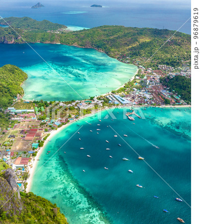 Aerial view of Ton Sai Beach in Koh Phi Phi, Krabi Thailand 96879619