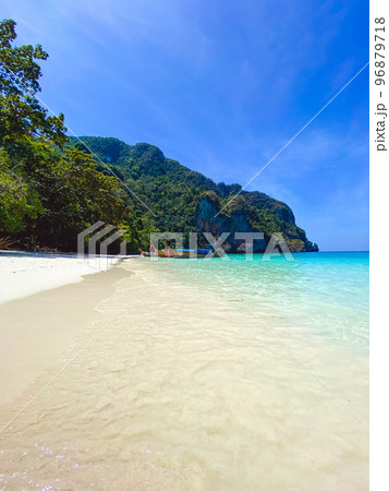 Long Tail boat in Monkey Beach in koh Phi Phi Don island, in Krabi, Thailand 96879718