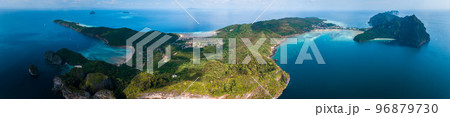 Aerial view of Nui beach in koh Phi Phi Don island, in Krabi, Thailand Aerial view of Nui beach in koh Phi Phi Don island, in Krabi, Thailand 96879730