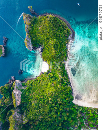 Aerial view of Nui beach in koh Phi Phi Don island, in Krabi, Thailand 96879735