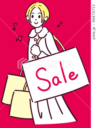 セールでたくさん買い物した若い女性 96879753