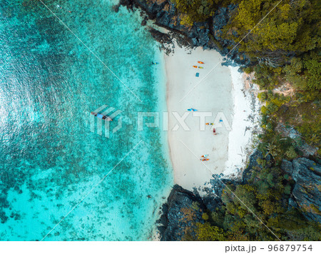 Aerial view of Nui beach in koh Phi Phi Don island, in Krabi, Thailand Aerial view of Nui beach in koh Phi Phi Don island, in Krabi, Thailand 96879754