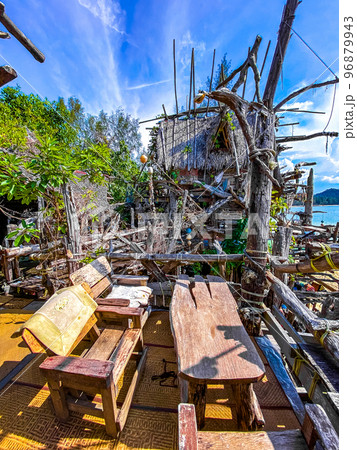 Old wooden pirate boat on the beach in Koh Phayam, Ranong, Thailand 96879943