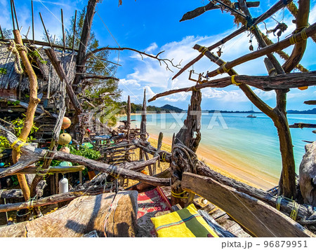 Old wooden pirate boat on the beach in Koh Phayam, Ranong, Thailand 96879951