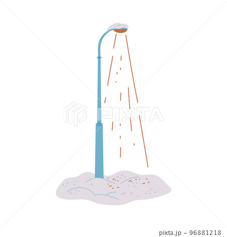Street lamp under snow, flat vector illustration isolated on white background. Street lamp under snow, flat vector illustration isolated on white background. 96881218