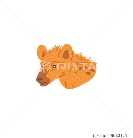 African spotted hyena wild animal head flat vector illustration isolated. 96881255