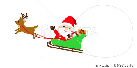 クリスマスプレゼントを届けにいくサンタクロースとトナカイ 96881546