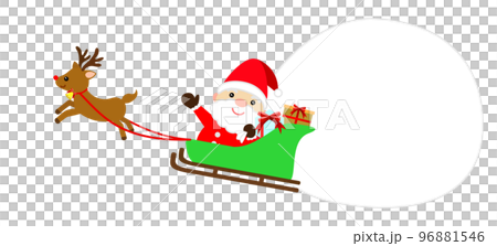 クリスマスプレゼントを届けにいくサンタクロースとトナカイ 96881546