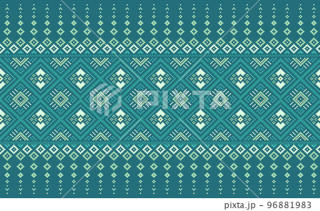 Geometric ethnic pattern, Vector embroidery ornamental background, Pixel cross stitch antique style 96881983