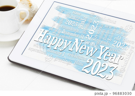 Happy New Year 2023 word cloud Happy New Year 2023 word cloud 96883030