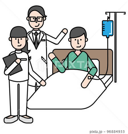 病院で医者に説明を受ける男性 96884933