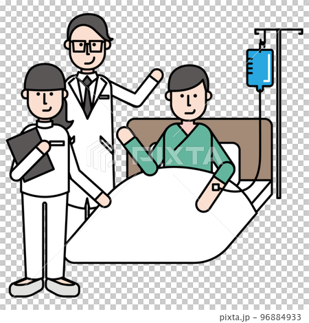 病院で医者に説明を受ける男性 96884933