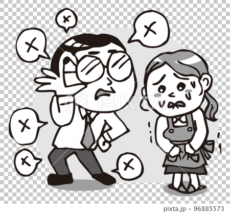 家庭内暴力・夫から妻へのDV　妻にネチネチ駄目出しする夫　モノクロ 96885573