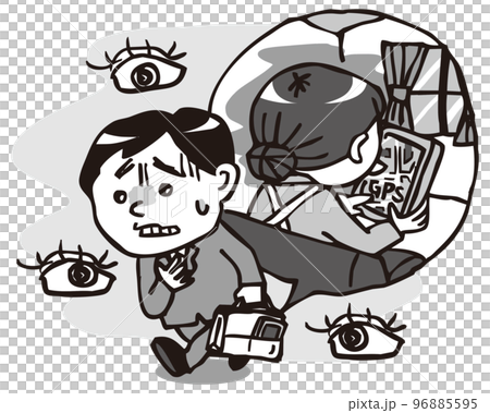 妻子對丈夫的家庭暴力/DV 過度監視丈夫行為的妻子 單色 妻子對丈夫的家庭暴力/DV 過度監視丈夫行為的妻子 單色 96885595