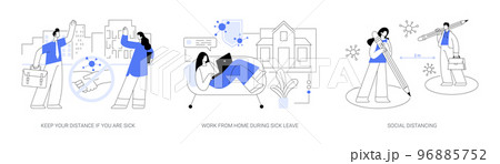 Virus outbreak prevention measures abstract concept vector illustrations. Virus outbreak prevention measures abstract concept vector illustrations. 96885752