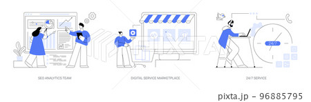 Online services abstract concept vector illustrations. 96885795