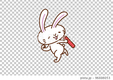 ウサギのキャラクターイラストシリーズ　「バトンを受け取るウサギ」 96886053