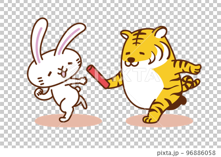 兔子人物插畫系列《從老虎那裡接棒的兔子》 兔子人物插畫系列《從老虎那裡接棒的兔子》 96886058