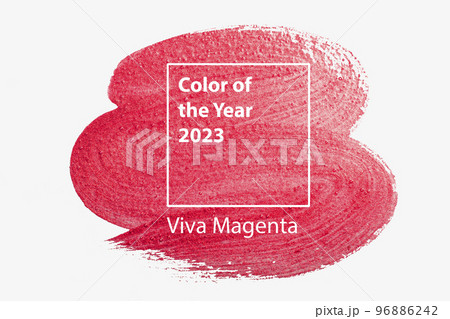 Color of the year 2023 background. Magenta new trend color on white background. Texture paint smear Color of the year 2023 background. Magenta new trend color on white background. Texture paint smear 96886242