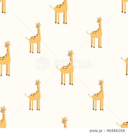 Seamless cartoon cute giraffe pattern. Endless wallpaper background for kids, packaging printing or textiles. Seamless cartoon cute giraffe pattern. Endless wallpaper background for kids, packaging printing or textiles. 96886268