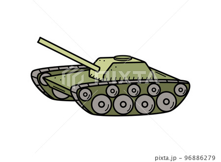 Tank with cannon doodle icon. Vector illustration of military equipment. Isolate on white. 96886279