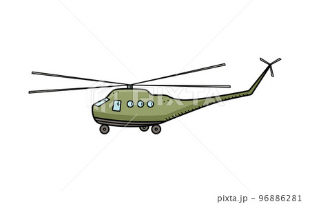Military helicopter icon doodle vector. War transport, isolate on white. 96886281