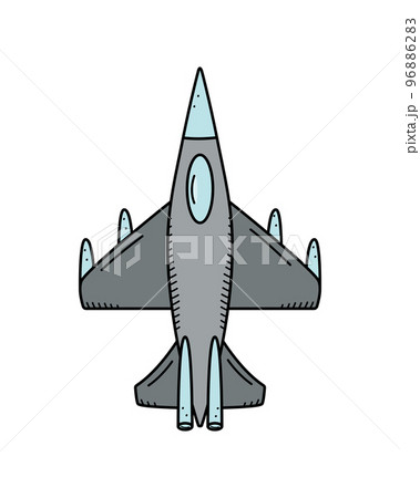 Military fighter plane, vector doodle icon. Vector illustration of war aviation equipment. Isolate on white. Military fighter plane, vector doodle icon. Vector illustration of war aviation equipment. Isolate on white. 96886283