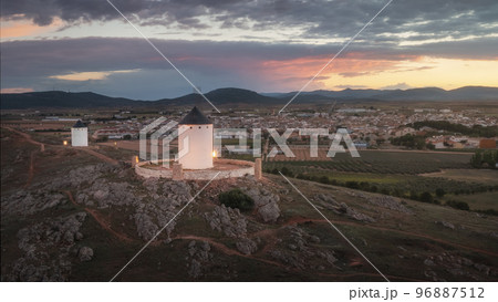 Windmills. These iconic towers over their skylines of la Mancha. Windmills. These iconic towers over their skylines of la Mancha. 96887512