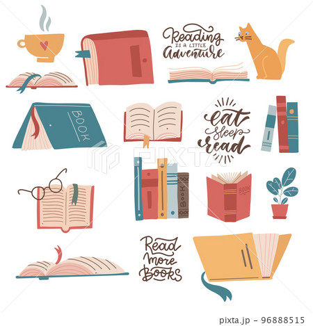 Colorful books icons set. Learn and study...のイラスト素材