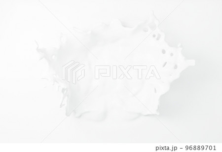 White Milk splash on clean background for mock up. Liquid white cream yogurt pouring. 3d rendering. 96889701
