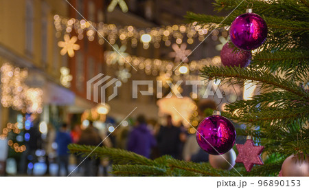 Beautiful Christmas decorations on Herrengasse street, at night, in the city center of Graz, Styria region, Austria Beautiful Christmas decorations on Herrengasse street, at night, in the city center of Graz, Styria region, Austria 96890153