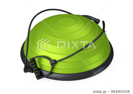 Green fitness ball with hand expander isolated white background 96890508