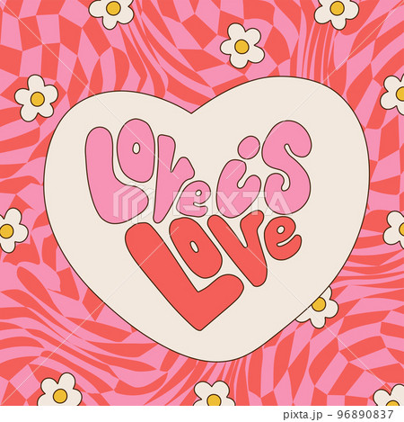 Love is love - groovy lettering in retro style - Stock