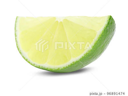 Slice of fresh ripe lime isolated on white Slice of fresh ripe lime isolated on white 96891474